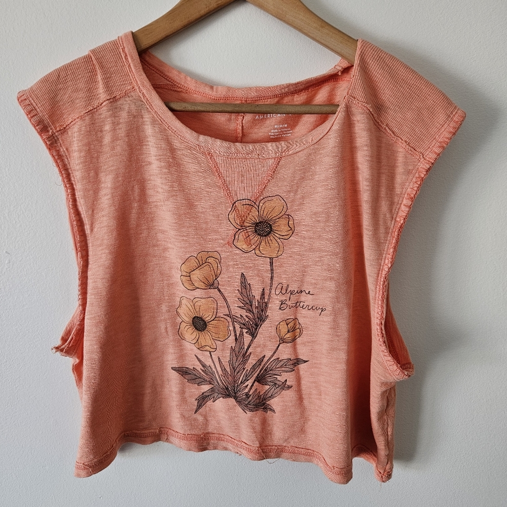 American eagle floral graphic muscle tank